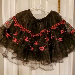 Little Girls TWO Skirts. One Orange Spider Web & One Black with Skull Crossbones